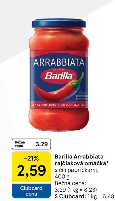 Barilla Arrabbiata rajčiaková omáčka s čili papričkami, 400 g
