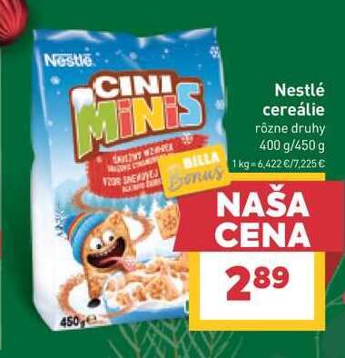 Nestlé cereálie rôzne druhy 400 g/450 g