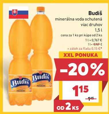 Budiš minerálna voda ochutená viac druhov 1,5l