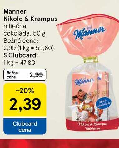 Manner Nikolo & Krampus mliečna čokoláda, 50 g 