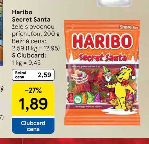 Haribo Secret Santa želé s ovocnou príchuťou 200 g 
