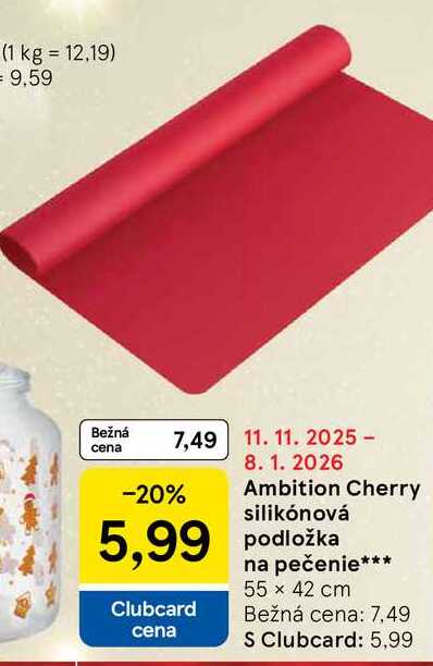 Ambition Cherry silikónová podložka na pečenie 55 x 42 cm