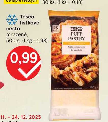 Tesco lístkové cesto mrazené, 500 g