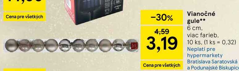 Vianočné gule 6 cm, viac farieb 10 ks