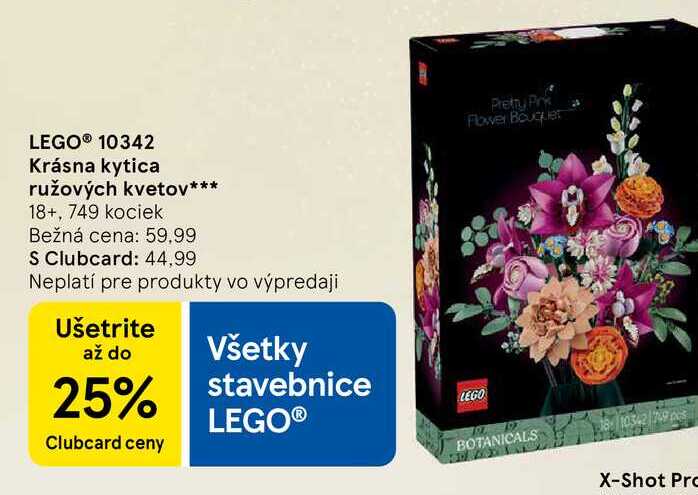 LEGO® 10342 Krásna kytica ružových kvetov 18+, 749 kociek
