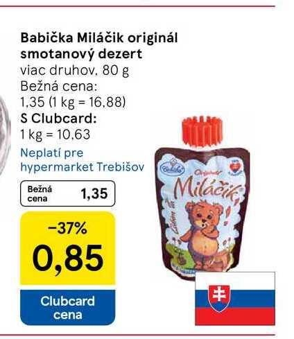 Babička Miláčik originál smotanový dezert viac druhov 80 g 