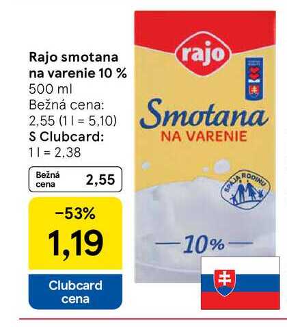 Rajo smotana na varenie 10 % 500 ml