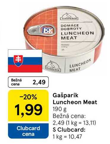 Gašparík Luncheon Meat 190g