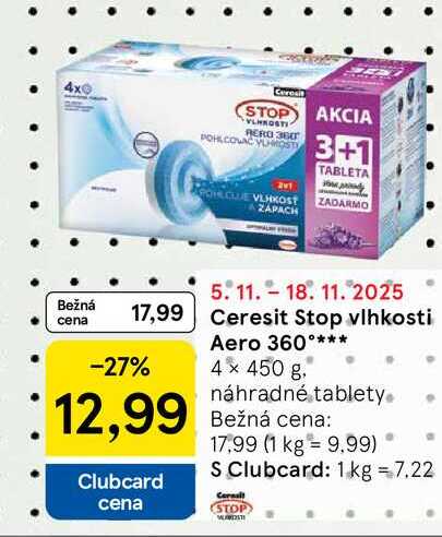 Ceresit Stop vlhkosti Aero 360° 4 x 450 g, náhradné tablety