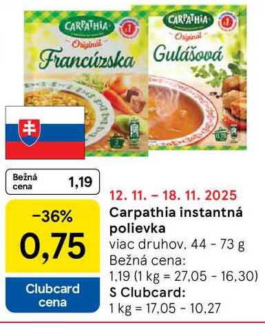 Carpathia instantná polievka 44 - 73 g