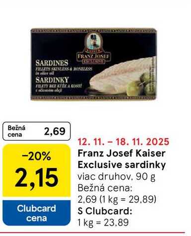 Franz Josef Kaiser Exclusive sardinky viac druhov, 90 g 