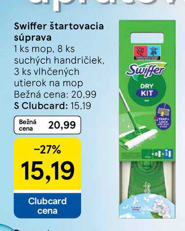 Swiffer štartovacia súprava 1 ks mop, 8 ks suchých handričiek, 3 ks vlhčených utierok na mop 