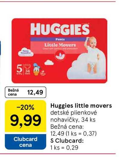 Huggies little movers detské plienkové nohavičky, 34 ks