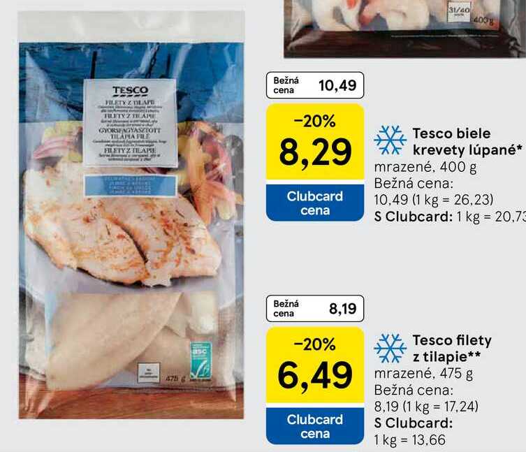 Tesco filety z tilapie mrazené, 475 g
