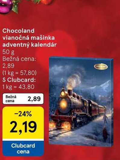 Chocoland vianočná mašinka adventný kalendár 50 g 