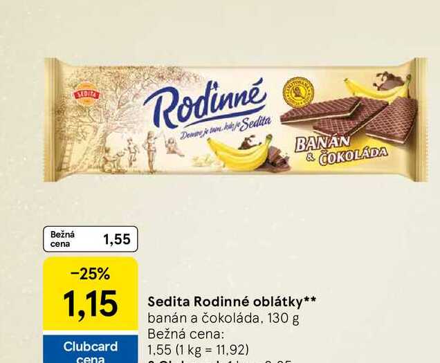 Sedita Rodinné oblátky banán a čokoláda, 130 g 