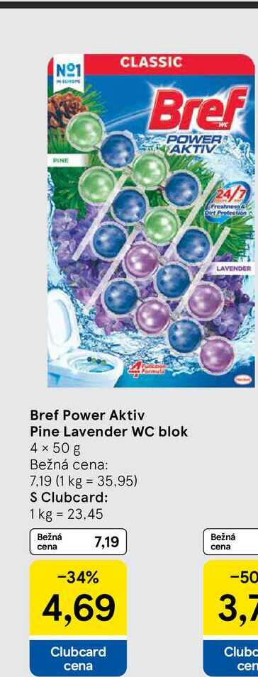 Bref Power Aktiv Pine Lavender WC blok 4 x 50 g
