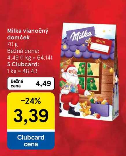 Milka vianočný domček 70 g