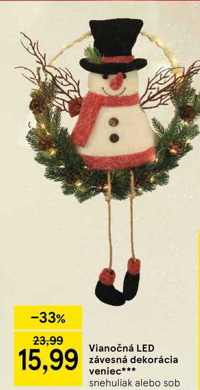 Vianočná LED závesná dekorácia veniec