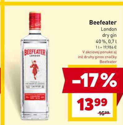 Beefeater London dry gin 40%, 0,7l