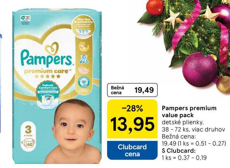 Pampers premium value pack detské plienky 38 - 72 ks, viac druhov