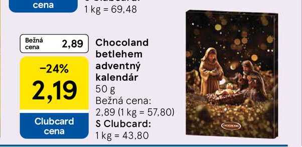 Chocoland betlehem adventný kalendár 50g