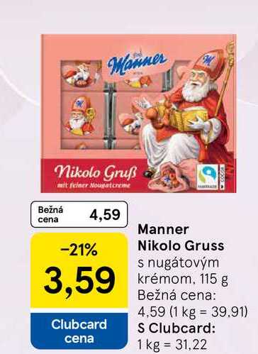 Manner Nikolo Gruss s nugátovým krémom, 115 g