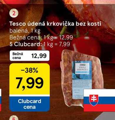 Tesco údená krkovička bez kosti balená, 1 kg