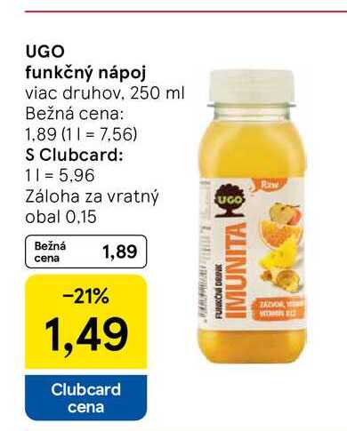 UGO funkčný nápoj viac druhov, 250 ml