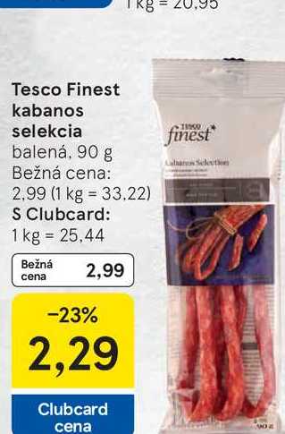 Tesco Finest kabanos selekcia balená, 90 g
