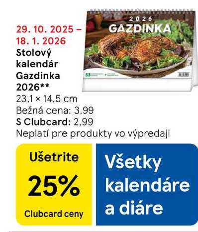 Stolový kalendár Gazdinka 2026