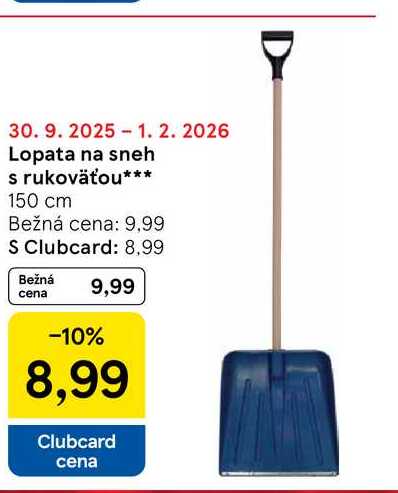 Lopata na sneh s rukoväťou 150 cm