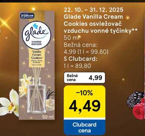 Glade Vanilla Cream Cookies osviežovač vzduchu vonné tyčinky 50 ml
