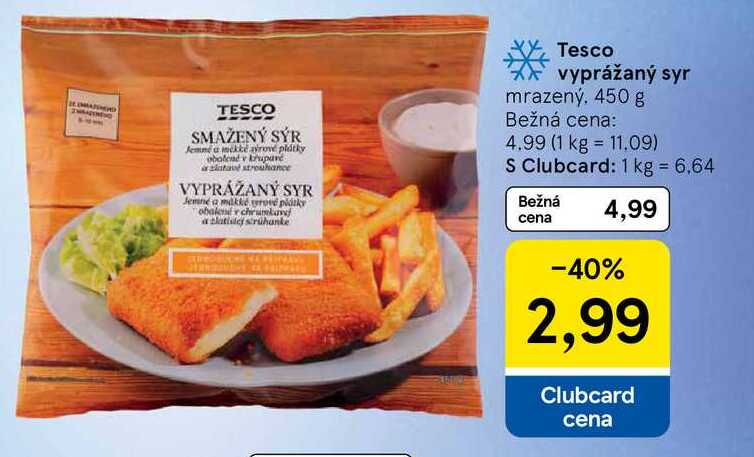 Tesco vyprážaný syr mrazený 450 g 