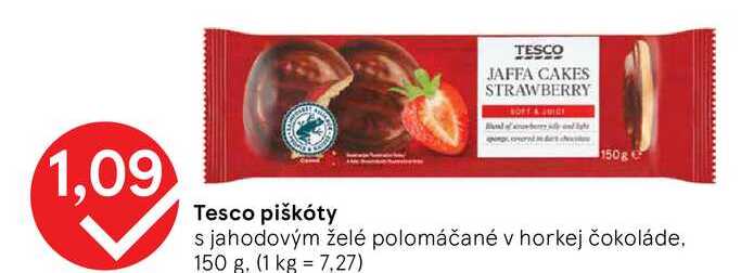 Tesco piškóty 150g s jahodovým želé polomáčané v horkej čokoláde 150 g