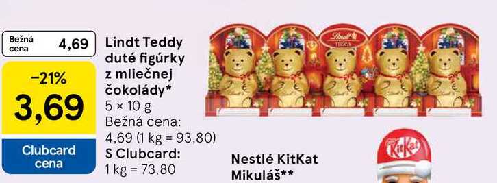 Lindt Teddy duté figúrky z mliečnej čokolády 5×10g