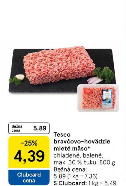 Tesco bravčovo-hovädzie mleté mäso 800 g