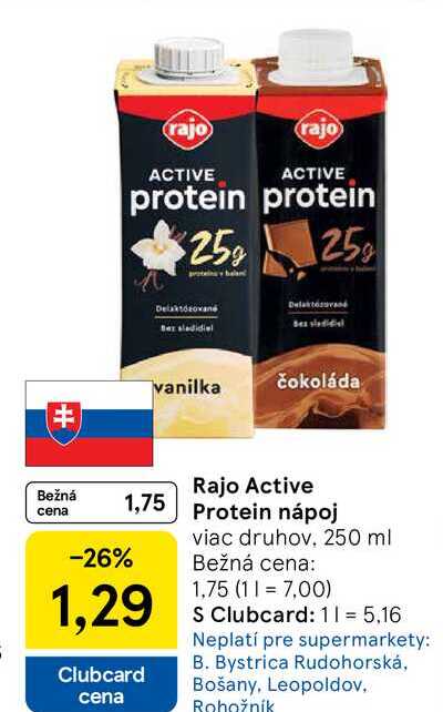 Rajo Active Protein nápoj viac druhov 250 ml
