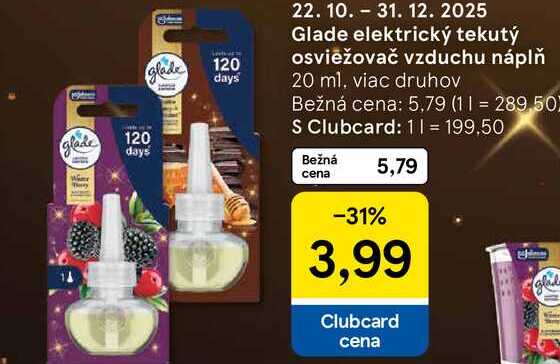 Glade elektrický tekutý osviežovač vzduchu náplň 20 ml