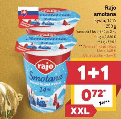 Rajo smotana kyslá, 14% 250 g 