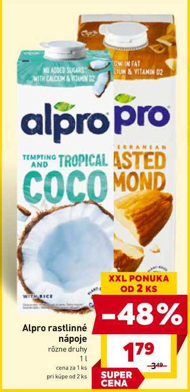 Alpro rastlinné nápoje rôzne druhy 1l