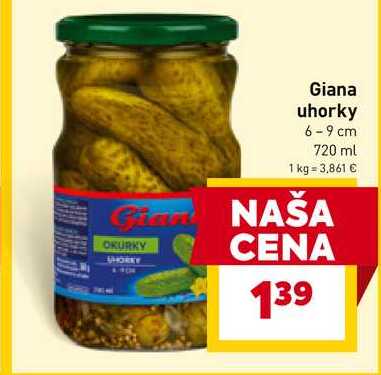 Giana uhorky 6-9 cm 720 ml 