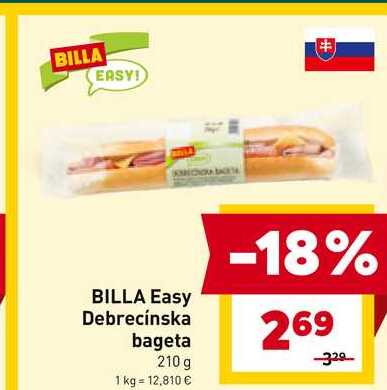BILLA Easy Debrecínska bageta 210 g 