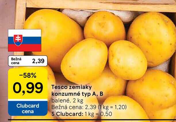 Zemiaky konzumné typ A, B balené, 2 kg