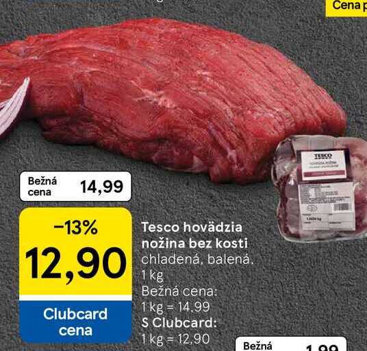 Tesco hovädzia nožina bez kosti chladená, balená 1 kg