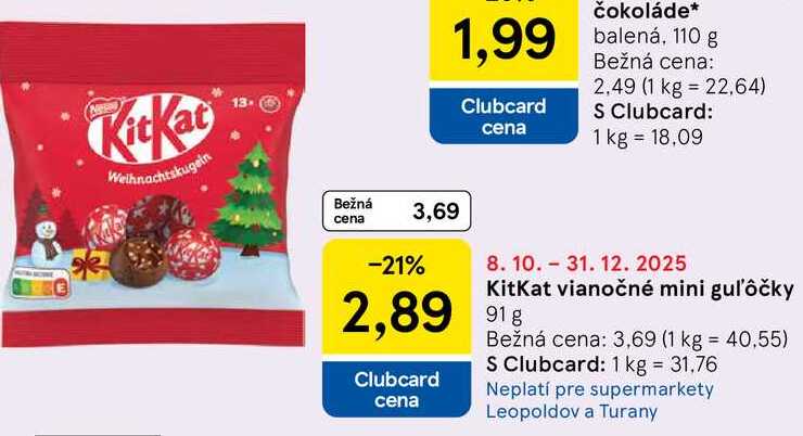 KitKat vianočné mini guľôčky 91g