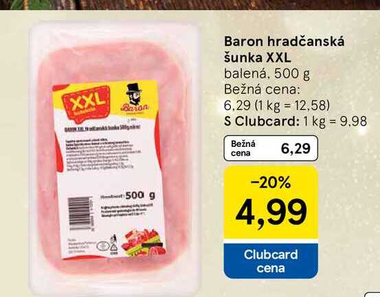 Baron hradčanská šunka XXL balená, 500 g