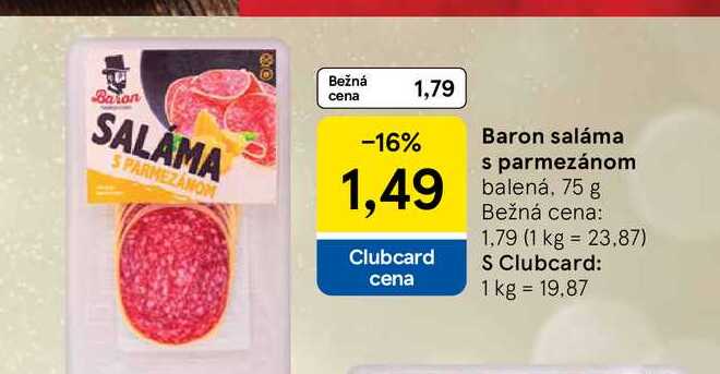 Baron saláma s parmezánom balená, 75 g