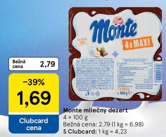 Monte mliečny dezert 4 × 100 g 