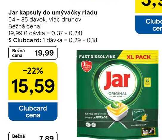 Jar kapsuly do umývačky riadu 54-85 dávok, viac druhov